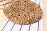  Túi cói đi biển vintage thời trang nữ phong cách đeo chéo vai Hàn Quốc đẹp hình tròn đính nơ màu nâu - TC015 
