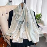  Khăn quàng choàng cổ lụa cao cấp cho nữ văn phòng sở đẹp họa tiết hoa sen AGANA - KS190 
