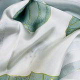  Khăn quàng choàng cổ lụa cao cấp cho nữ văn phòng sở đẹp màu xanh phối hoa sen AGANA - KS180 