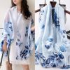 Khăn quàng choàng cổ lụa cao cấp cho nữ văn phòng sở đẹp màu xanh AGANA - KS158