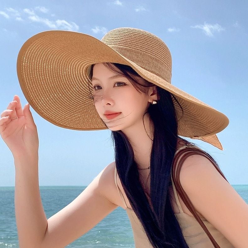  Quà tặng 20/10 cho sếp nữ, vợ, cô giáo, giáo viên nữ, mẹ và bạn gái, người yêu nữ quà tặng Mũ nón cói đi biển rộng vành tròn đẹp cho nữ AGANA - NC518 