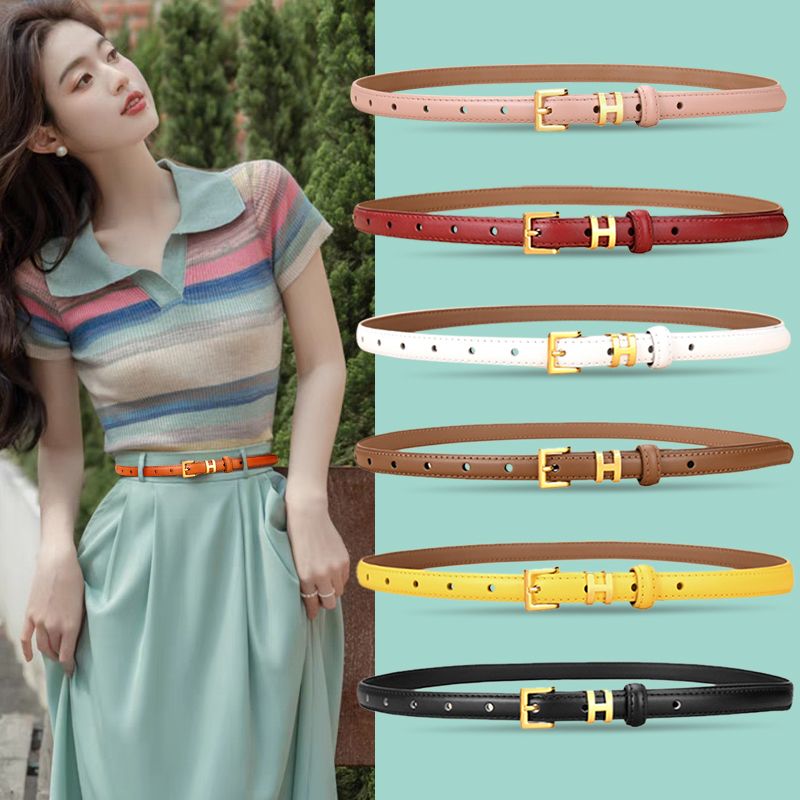  Thắt lưng nữ da bò thật AGANA dây nịt da thật đai váy da thật Hàn Quốc cao cấp phong cách hiện đại - DNT013 