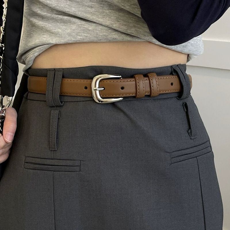  Thắt lưng nữ da bò thật AGANA dây nịt da thật đai váy da thật Hàn Quốc cao cấp phong cách hiện đại - DNT011 