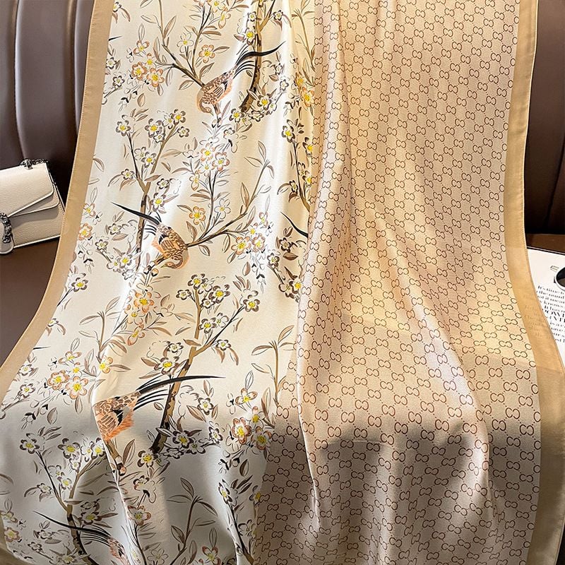  Khăn quàng choàng cổ lụa cao cấp cho nữ văn phòng sở đẹp màu vàng AGANA - KS188 