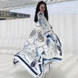  Khăn quàng choàng cổ lụa cao cấp cho nữ văn phòng sở đẹp màu xanh AGANA - KS171 