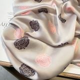  Khăn quàng choàng cổ lụa cao cấp cho nữ văn phòng sở đẹp màu tím nhạt hoa hồng AGANA - KS173 