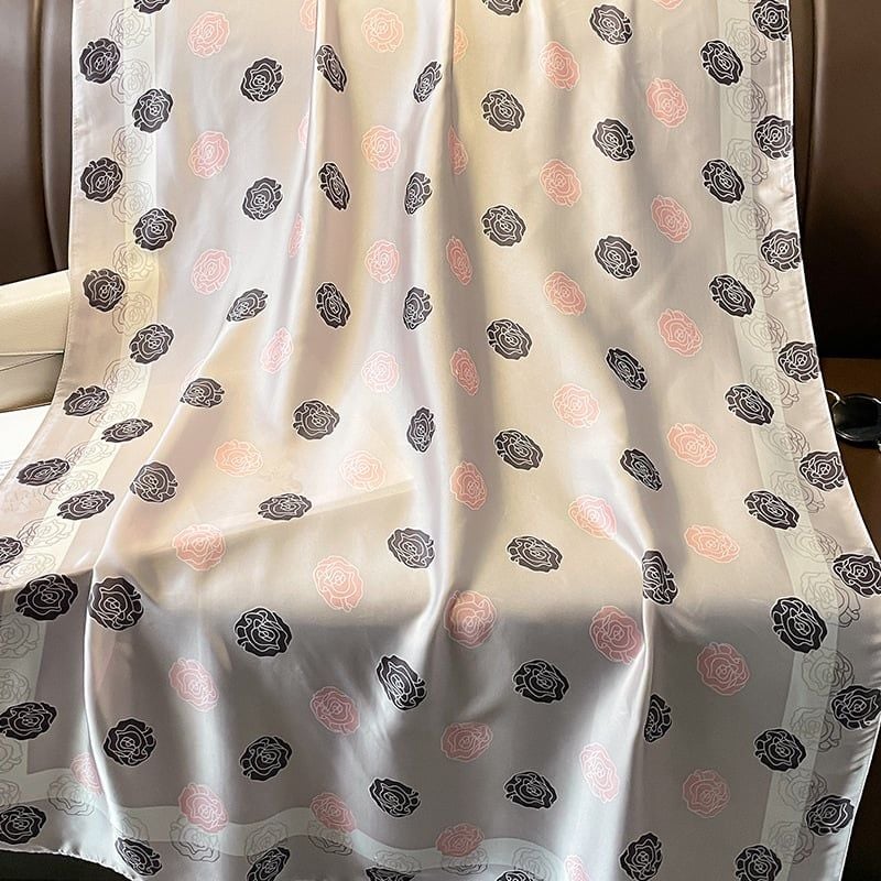  Khăn quàng choàng cổ lụa cao cấp cho nữ văn phòng sở đẹp màu tím nhạt hoa hồng AGANA - KS173 