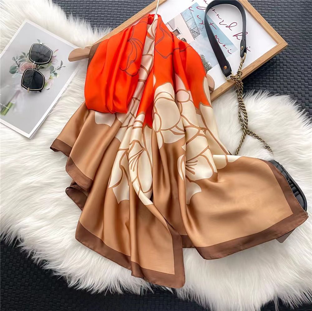  Khăn quàng choàng cổ lụa cao cấp cho nữ văn phòng sở đẹp màu cam AGANA - KS181 