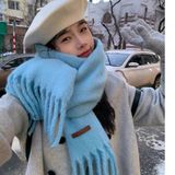 Khăn quàng choàng cổ len Cashmere cao cấp AGANA giữ ấm màu trơn pastel phong cách Hàn Quốc đẹp sang trọng KCL004 