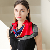  Khăn quàng cổ size vuông 70cm lụa mỏng nhẹ thích hợp cho mùa hè mùa xuân mùa thu chống nắng họa tiết yên ngựa màu đỏ AGANA- KL409 