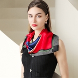  Khăn quàng cổ size vuông 70cm lụa mỏng nhẹ thích hợp cho mùa hè mùa xuân mùa thu chống nắng họa tiết yên ngựa màu đỏ AGANA- KL409 