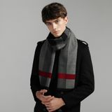  Khăn quàng choàng cổ nam Hàng Hiệu & Cao Cấp - Khăn len cashmere giữ ấm họa tiết màu Xám sọc đỏ - KN019 