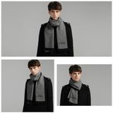  Khăn quàng choàng cổ nam Hàng Hiệu & Cao Cấp - Khăn len cashmere giữ ấm họa tiết màu Xám - KN020 