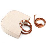  Túi cói đi biển vintage thời trang nữ phong cách cầm tay Hàn Quốc đẹp cổ điển dây da màu nâu - TC062 