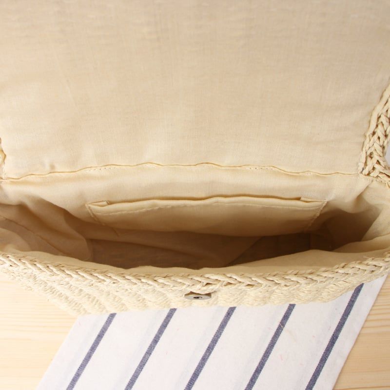  Túi cói đi biển vintage thời trang nữ phong cách cầm tay Hàn Quốc đẹp cổ điển dây da màu nâu - TC070 