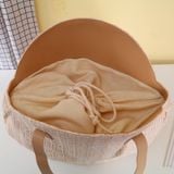  Túi cói đi biển vintage thời trang nữ phong cách cầm tay Hàn Quốc đẹp cổ điển dây da màu nâu - TC071 