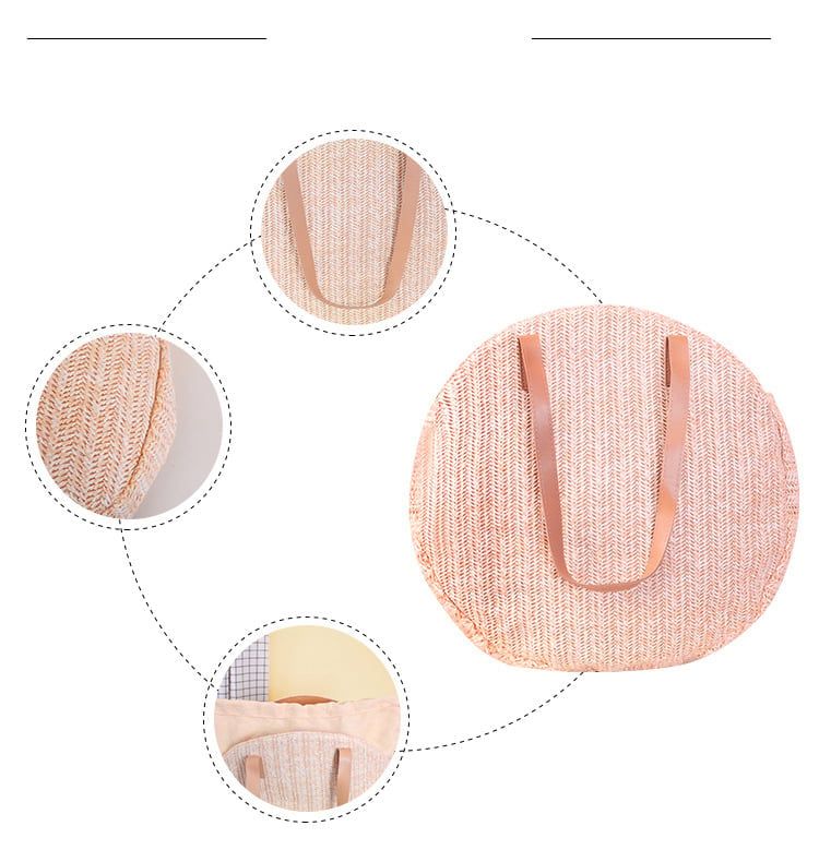  Túi cói đi biển vintage thời trang nữ phong cách cầm tay Hàn Quốc đẹp cổ điển dây da màu nâu - TC071 