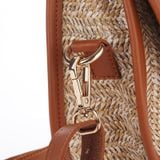  Túi cói đi biển vintage thời trang nữ phong cách cầm tay Hàn Quốc đẹp cổ điển dây da màu nâu - TC072 