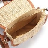  Túi cói đi biển vintage thời trang nữ phong cách cầm tay Hàn Quốc đẹp cổ điển dây da màu nâu - TC072 