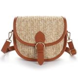  Túi cói đi biển vintage thời trang nữ phong cách cầm tay Hàn Quốc đẹp cổ điển dây da màu nâu - TC072 