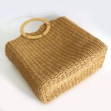  Túi cói đi biển vintage thời trang nữ phong cách cầm tay Hàn Quốc đẹp cổ điển dây da màu nâu - TC073 