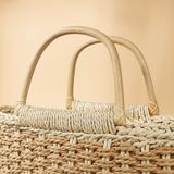  Túi cói đi biển vintage thời trang nữ phong cách cầm tay Hàn Quốc đẹp cổ điển dây da màu nâu - TC075 