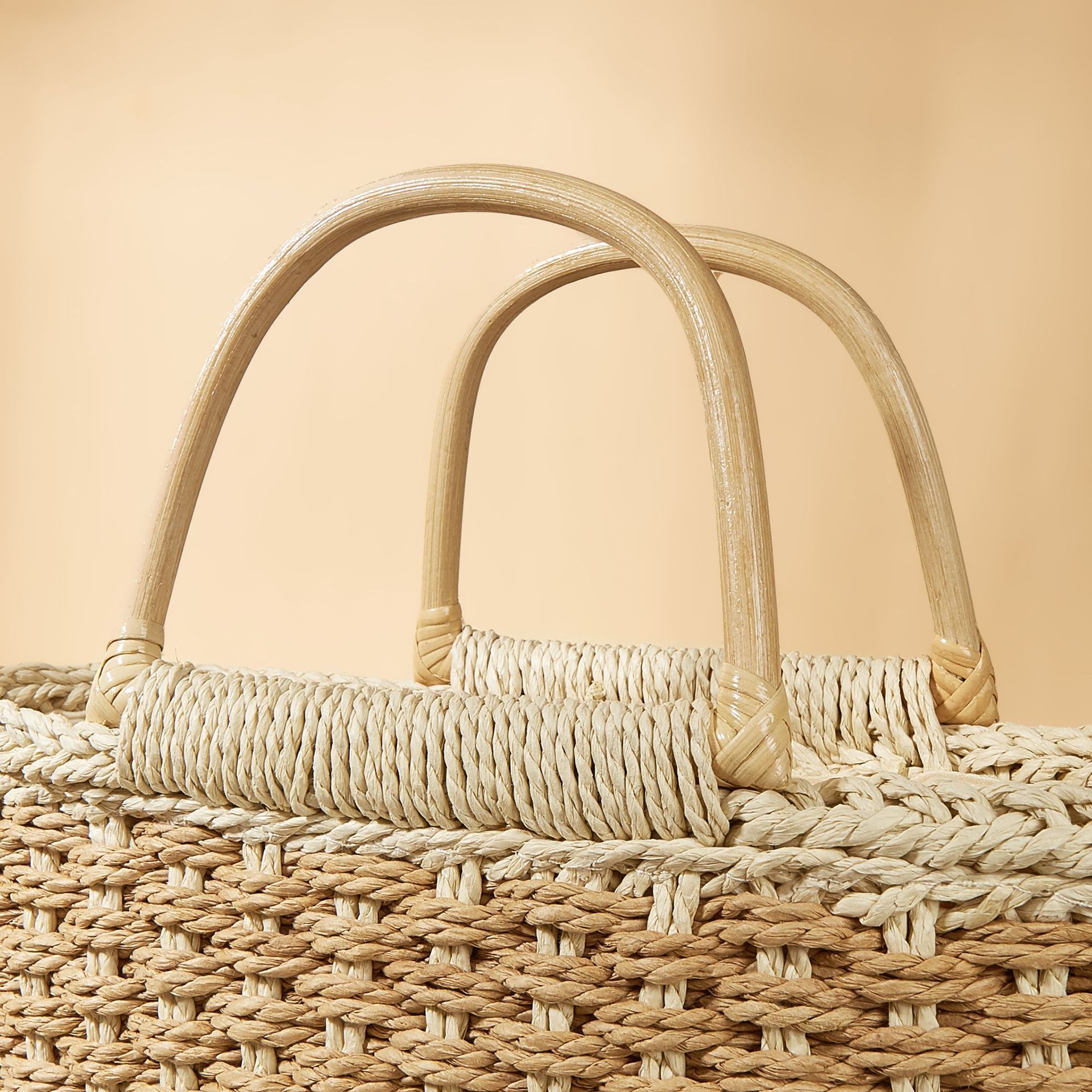  Túi cói đi biển vintage thời trang nữ phong cách cầm tay Hàn Quốc đẹp cổ điển dây da màu nâu - TC075 