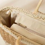  Túi cói đi biển vintage thời trang nữ phong cách cầm tay Hàn Quốc đẹp cổ điển dây da màu nâu - TC075 