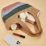  Túi cói đi biển vintage thời trang nữ phong cách cầm tay Hàn Quốc đẹp cổ điển dây da màu nâu - TC078 