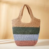  Túi cói đi biển vintage thời trang nữ phong cách cầm tay Hàn Quốc đẹp cổ điển dây da màu nâu - TC078 