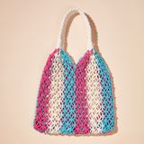  Túi cói đi biển vintage thời trang nữ phong cách cầm tay Hàn Quốc đẹp cổ điển dây da màu nâu - TC079 