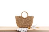  Túi cói đi biển vintage thời trang nữ phong cách đeo chéo vai Hàn Quốc đẹp cổ điển màu nâu - TC017 