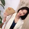 Túi cói đi biển vintage thời trang nữ phong cách đeo chéo vai Hàn Quốc đẹp dây da màu nâu trơn - TC011 