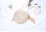  Túi cói đi biển vintage thời trang nữ phong cách đeo chéo vai Hàn Quốc đẹp hình tròn đính nơ màu be - TC016 