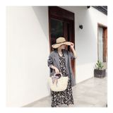  Túi cói đi biển vintage thời trang nữ phong cách đeo chéo vai Hàn Quốc đẹp cổ điển màu be - TC018 