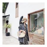  Túi cói đi biển vintage thời trang nữ phong cách đeo chéo vai Hàn Quốc đẹp cổ điển màu be - TC018 