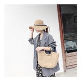  Túi cói đi biển vintage thời trang nữ phong cách đeo chéo vai Hàn Quốc đẹp cổ điển màu nâu - TC017 