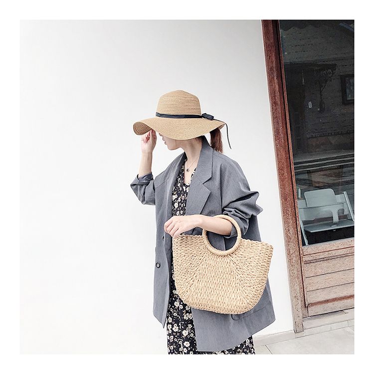  Túi cói đi biển vintage thời trang nữ phong cách đeo chéo vai Hàn Quốc đẹp cổ điển màu nâu - TC017 