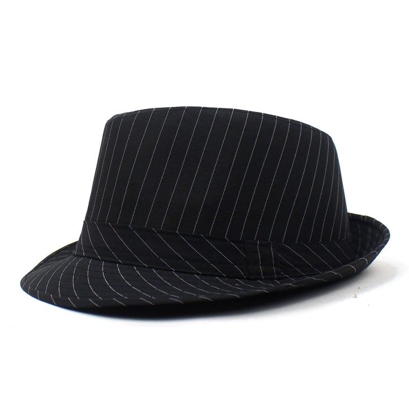  Mũ nón phớt Fedora nam vành nhỏ cao cấp AGANA nón cao bồi phong cách cổ điển pha lẫn hiện đại - Màu Đen Sọc Trắng - MFDN001 