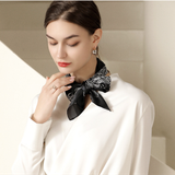  Khăn quàng cổ size vuông 70cm lụa mỏng nhẹ thích hợp cho mùa hè mùa xuân mùa thu chống nắng họa tiết hạt điều màu đen AGANA- KL396 