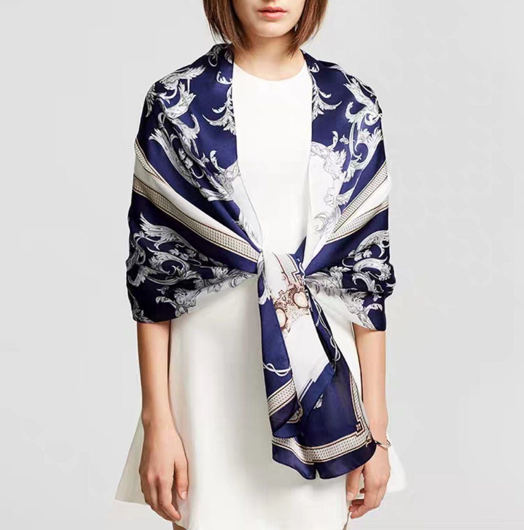  Quà tặng 20/10 cho sếp nữ, vợ, cô giáo, giáo viên nữ, mẹ và bạn gái, người yêu nữ quà tặng Khăn quàngchoàng cổ lụa cao cấp cho nữ văn phòng sở đẹp màu xanh AGANA - KS162 