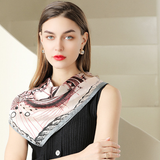 Khăn quàng cổ size vuông 70cm lụa mỏng nhẹ thích hợp cho mùa hè mùa xuân mùa thu chống nắng họa tiết la bàn màu xám AGANA- KL405 