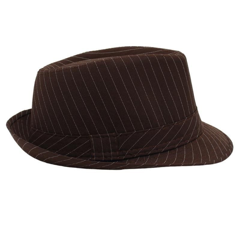  Mũ nón phớt Fedora nam vành nhỏ cao cấp AGANA nón cao bồi phong cách cổ điển pha lẫn hiện đại - Màu Nâu Sọc Trắng - MFDN001 