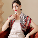  Khăn quàng cổ size vuông 70cm lụa mỏng nhẹ thích hợp cho mùa hè mùa xuân mùa thu chống nắng họa tiết dây xích màu đỏ đô AGANA- KL401 