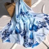 Quà tặng 20/10 cho sếp nữ, vợ, cô giáo, giáo viên nữ, mẹ và bạn gái, người yêu nữ quà tặng Khăn quàngchoàng cổ lụa cao cấp cho nữ văn phòng sở đẹp màu xanh AGANA - KS158 
