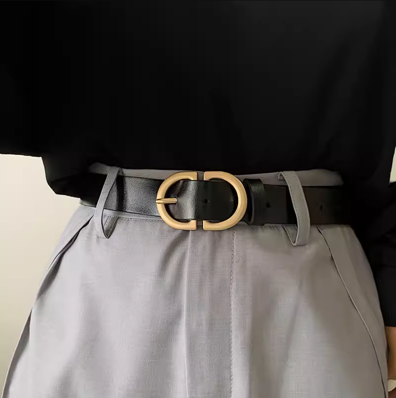  Thắt lưng nữ da bò thật AGANA dây nịt da thật đai váy da thật Hàn Quốc cao cấp phong cách hiện đại - DNT021 