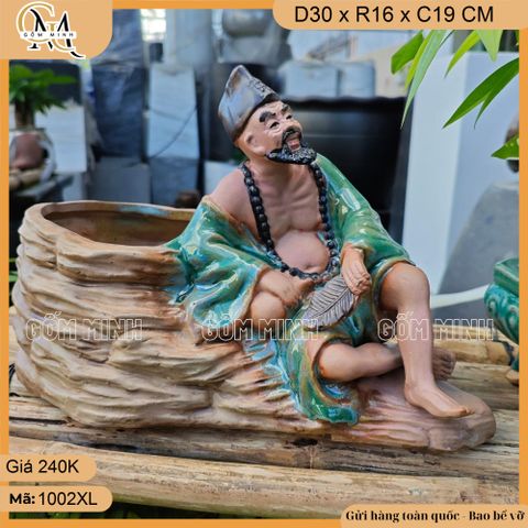 Chậu tượng Tế Công gốm Bát Tràng, chậu Tế Công, chậu tượng bonsai Tế Công