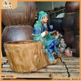 Chậu tượng Quan Vân Trường đọc sách, chậu tượng bonsai, chậu tượng quan công trồng cây trang trí sân vườn