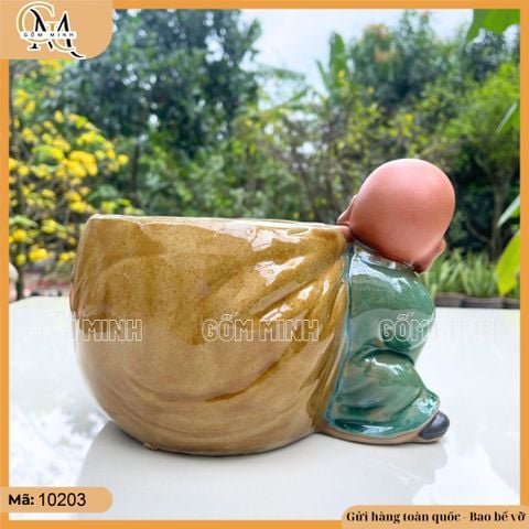 Chậu tượng chú tiểu (nhiều mẫu), chậu bonsai chú tiểu, chậu trồng cây trang trí nhà cửa