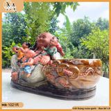 Chậu tượng Di Lặc ngũ phúc lâm môn gốm Bát Tràng, chậu tượng bonsai Di Lặc